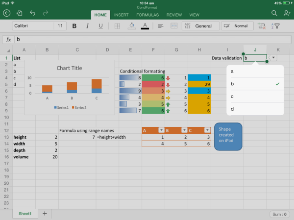 Excel on iPad 